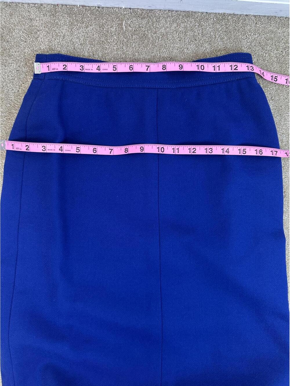 Vtg Sz 40/8 Louis Feraud Blue Wool 3 Piece Skirt Suit Pencil Silk Shirt Office - Picture 6 of 9